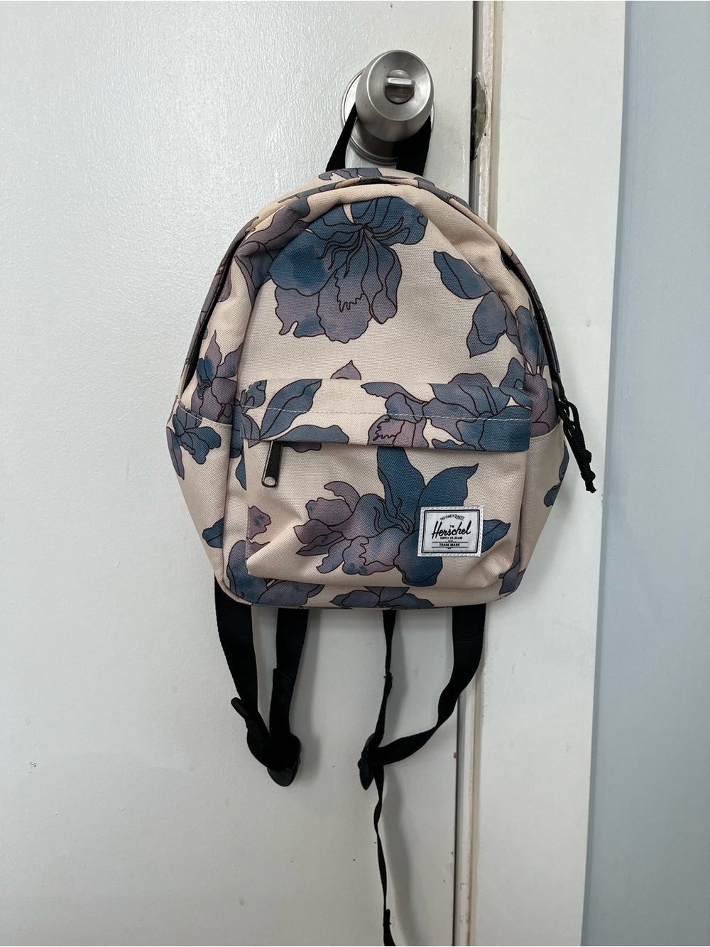 Herschel Supply Company Floral Mini Backpack tan blue flowers STAINS